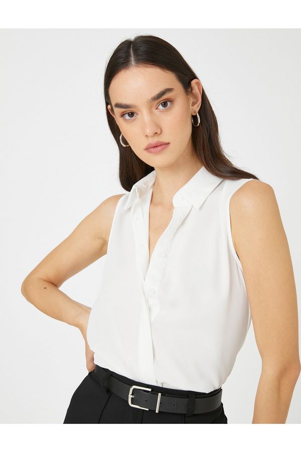 Koton Koton Basic Shirt Sleeveless Hidden Button