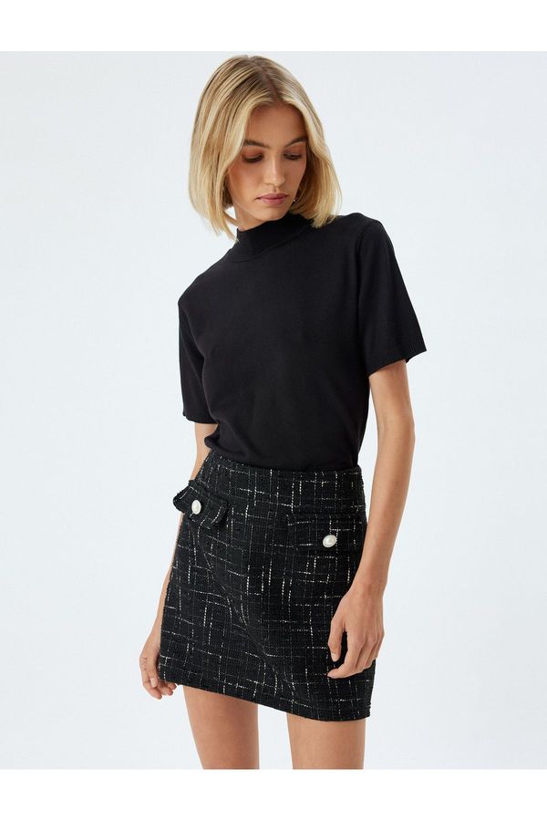 Koton Koton Basic Short Sleeve Sweater Light Stand Collar