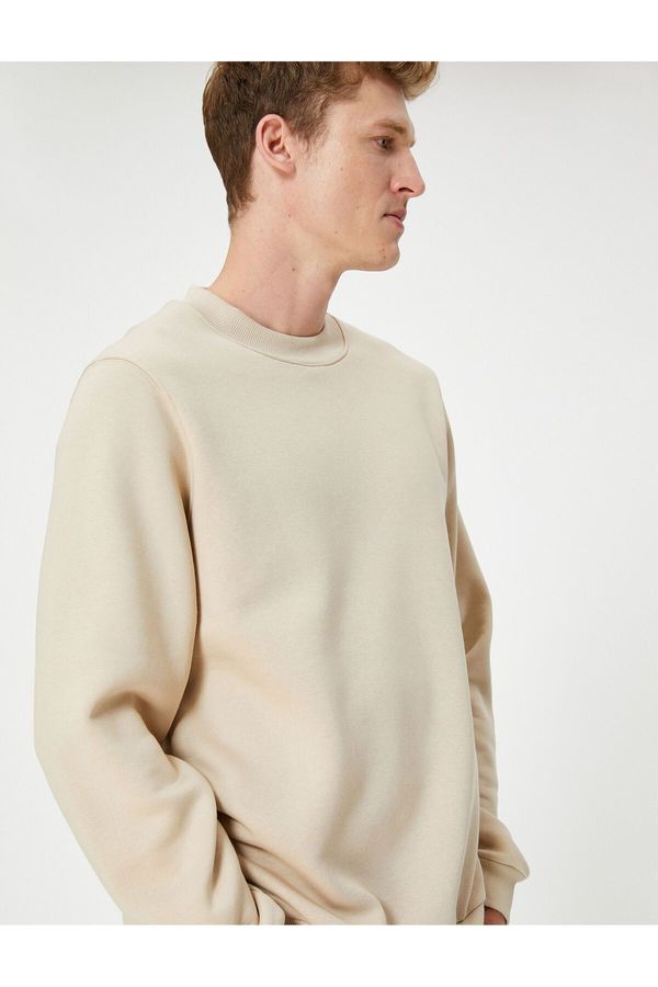 Koton Koton Basic Sweatshirt Crew Neck Long Sleeve Raised