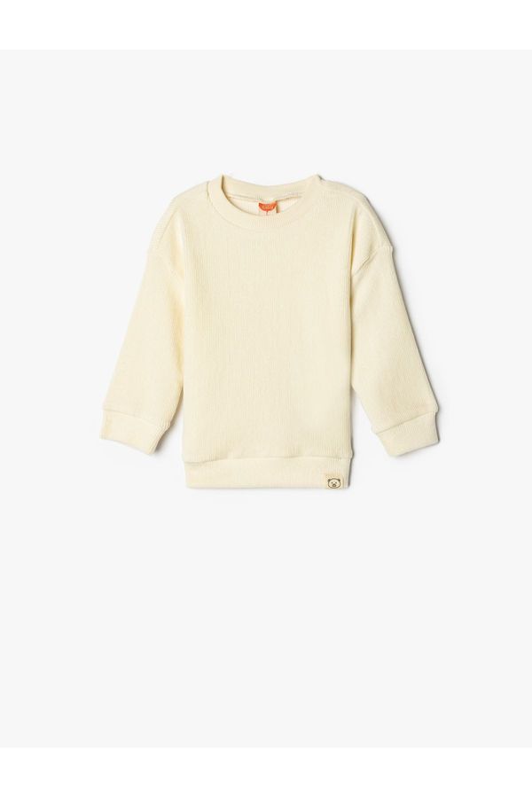 Koton Koton Basic Sweatshirt Crew Neck Ribbed Long Sleeve Crew Neck