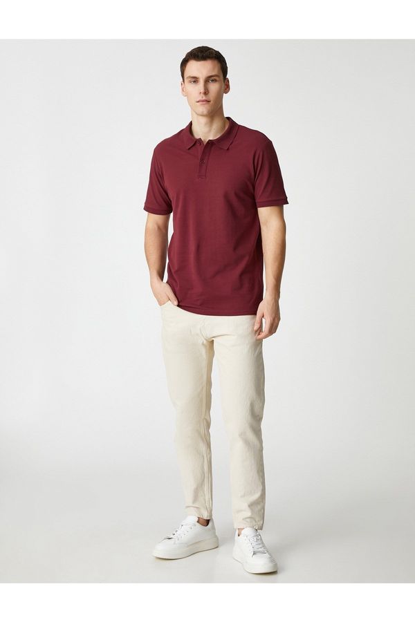 Koton Koton Basic T-Shirt Polo Neck Buttoned Slim Fit