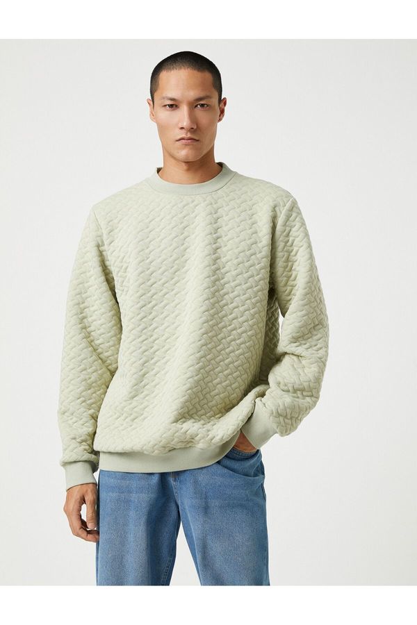 Koton Koton Basic Textured Sweatshirt Crew Neck Long Sleeve