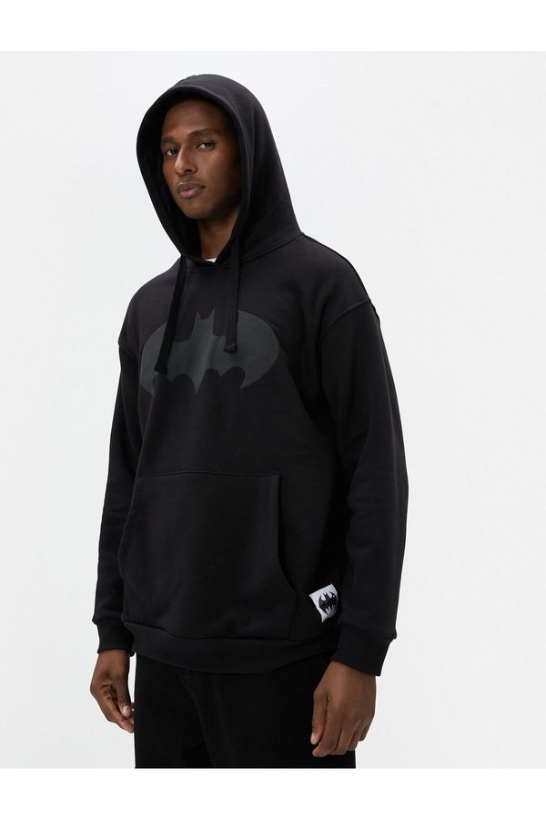 Koton Koton Batman Oversize Hoodie Kangaroo Pocket Licensed Printed