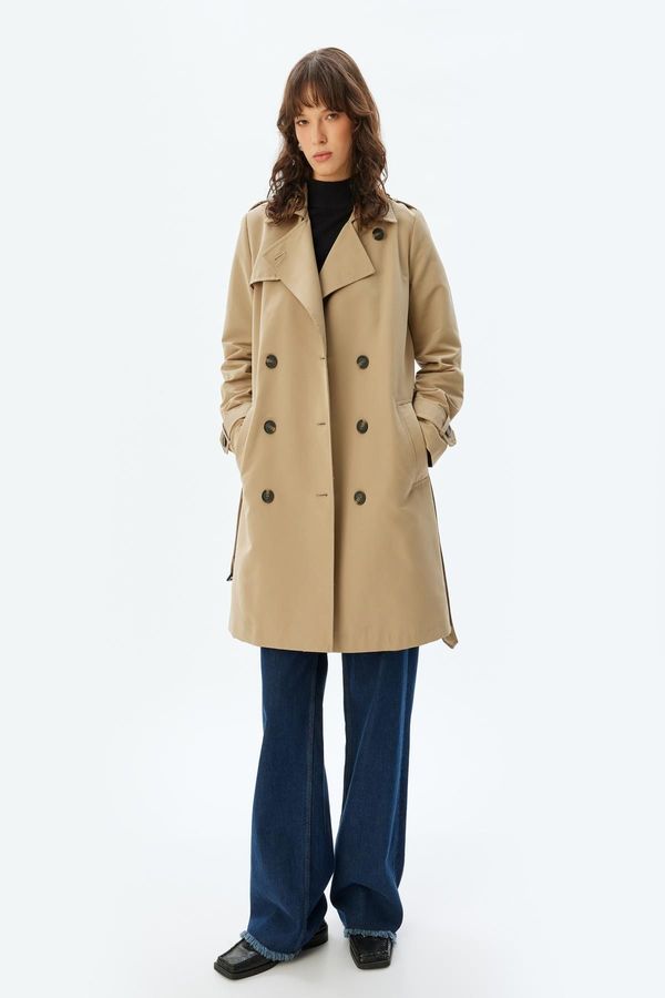 Koton Koton Beige Women's Trench Coat