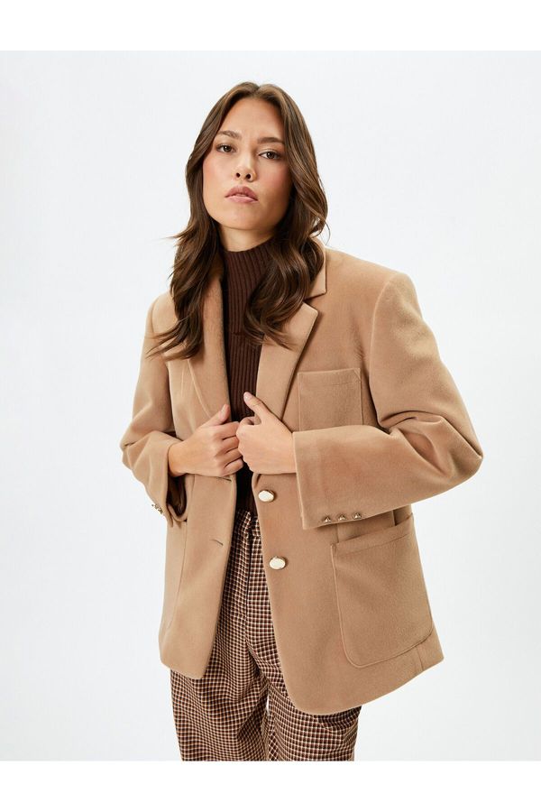 Koton Koton Blazer Jacket Buttoned Pocket Detailed