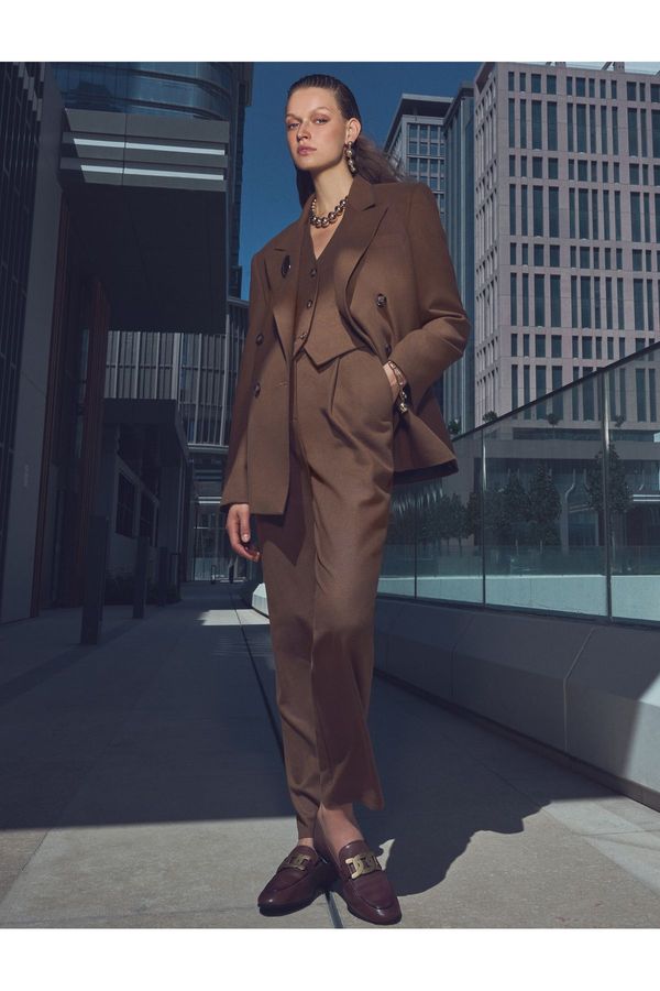 Koton Koton Blazer Jacket Double Breasted Closure Button Pocket Detailed