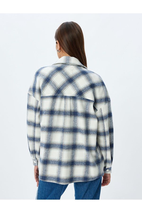 Koton Koton Blue Plaid Women's Jacket