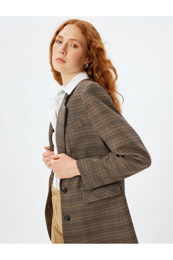 Koton Koton Brown Plaid Women's Jacket