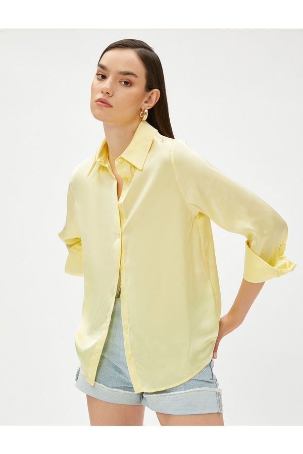 Koton Koton Buttoned Long Sleeve Satin Shirt