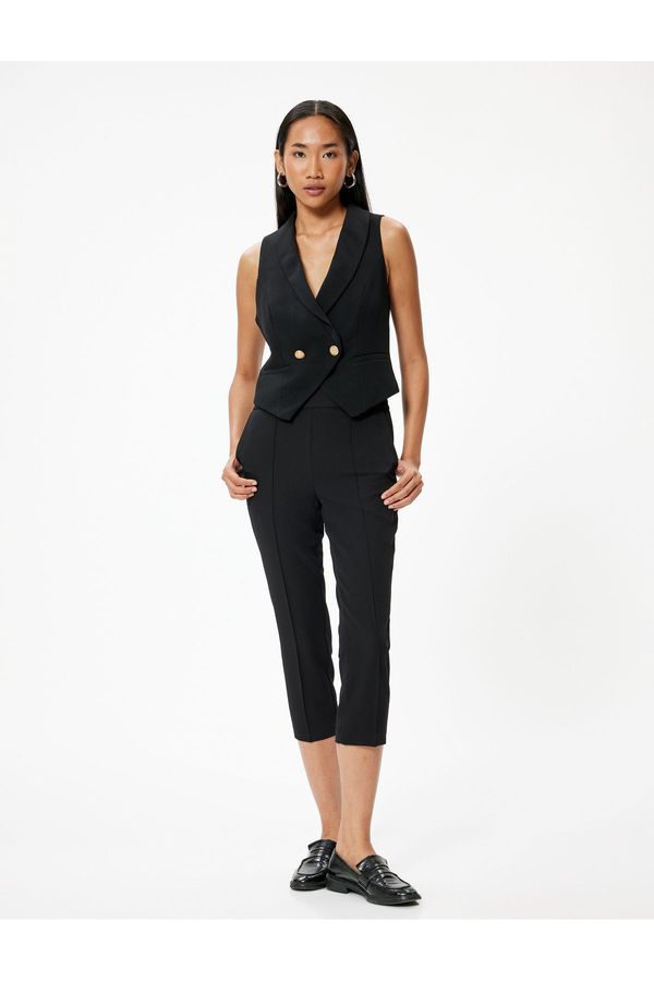 Koton Koton Capri Trousers with Pockets and Rib Detail