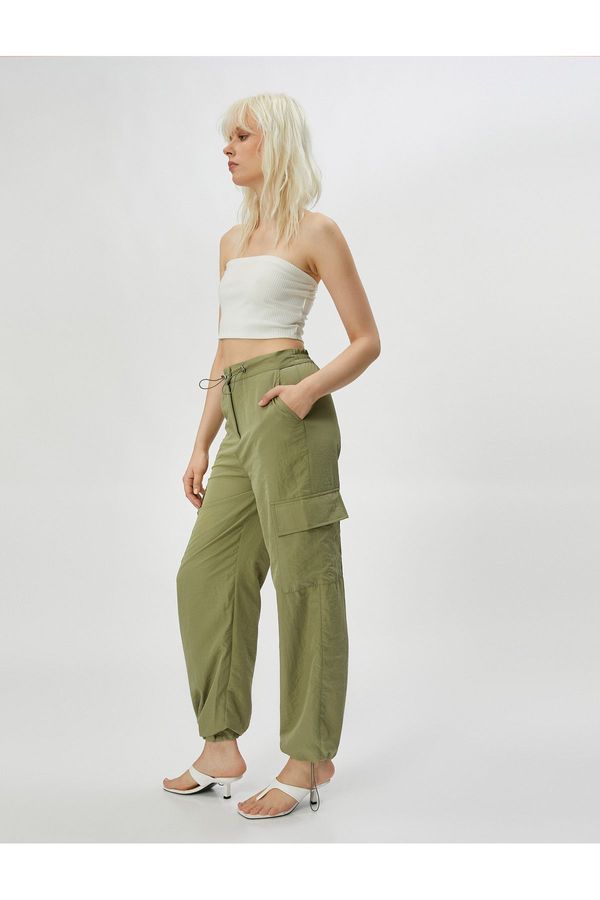 Koton Koton Cargo Parachute Trousers with Pocket Detail, Stopper, Elastic