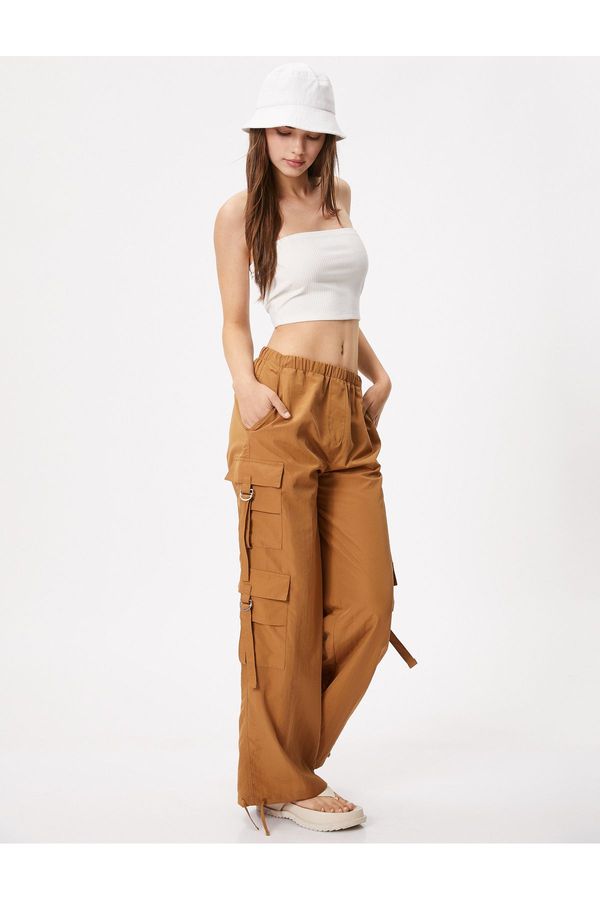 Koton Koton Cargo Trousers Wide Leg Relaxed Fit Multiple Side Pockets