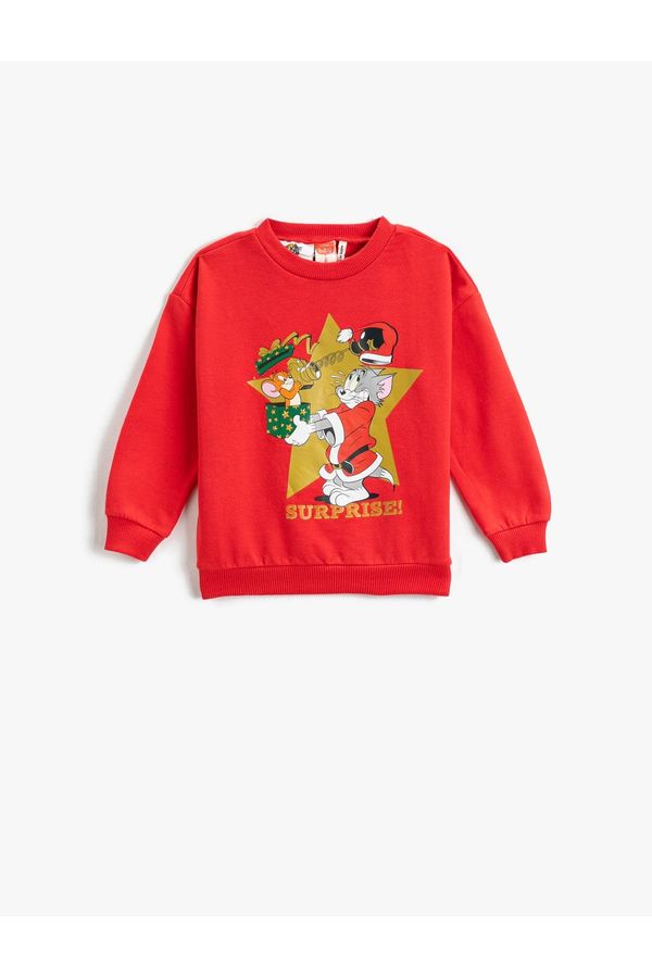 Koton Koton Christmas Themed Tom and Jerry Printed Sweatshirt Licensed