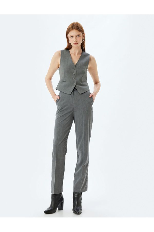 Koton Koton Cigarette Fabric Trousers with Pocket Standard Waist