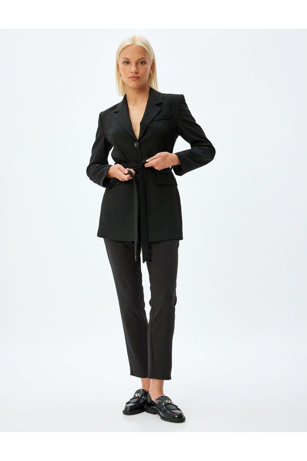 Koton Koton Cigarette Trousers Short Leg Pocket Standard Waist