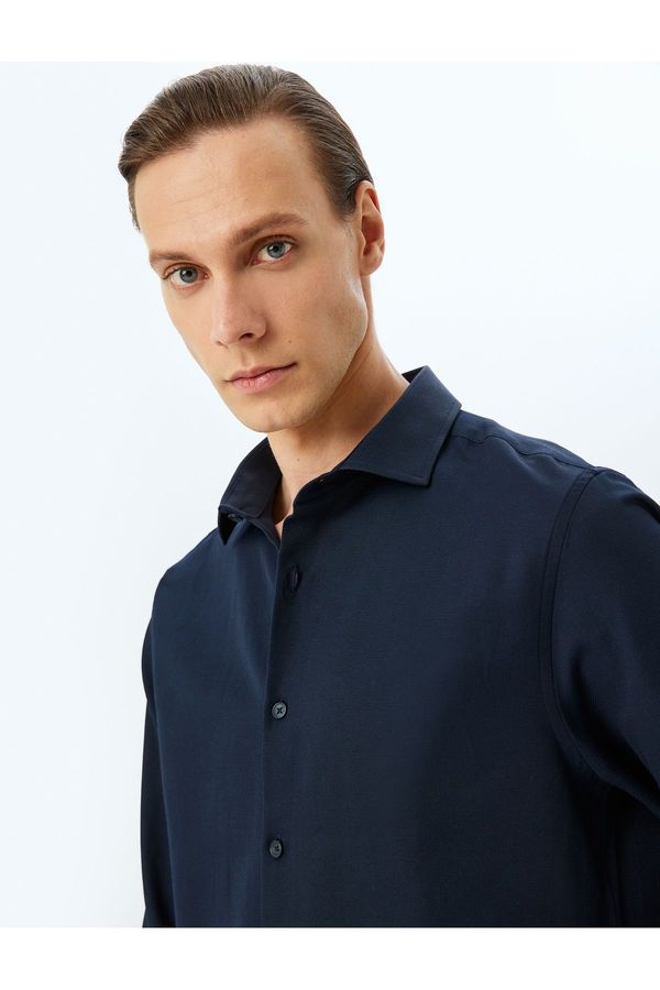 Koton Koton Classic Shirt Long Sleeve Half Italian Collar Cotton Blend