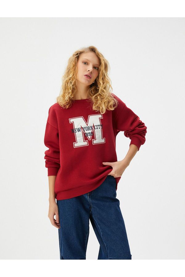 Koton Koton College Oversize Sweatshirt Applique Detailed Crew Neck Long Sleeve