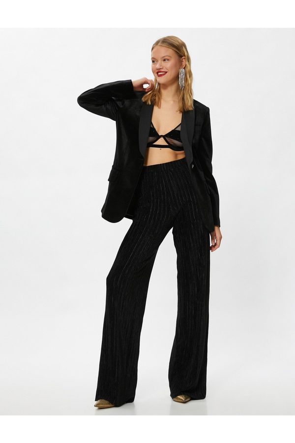 Koton Koton Corduroy Palazzo Pants with Elastic Waist.