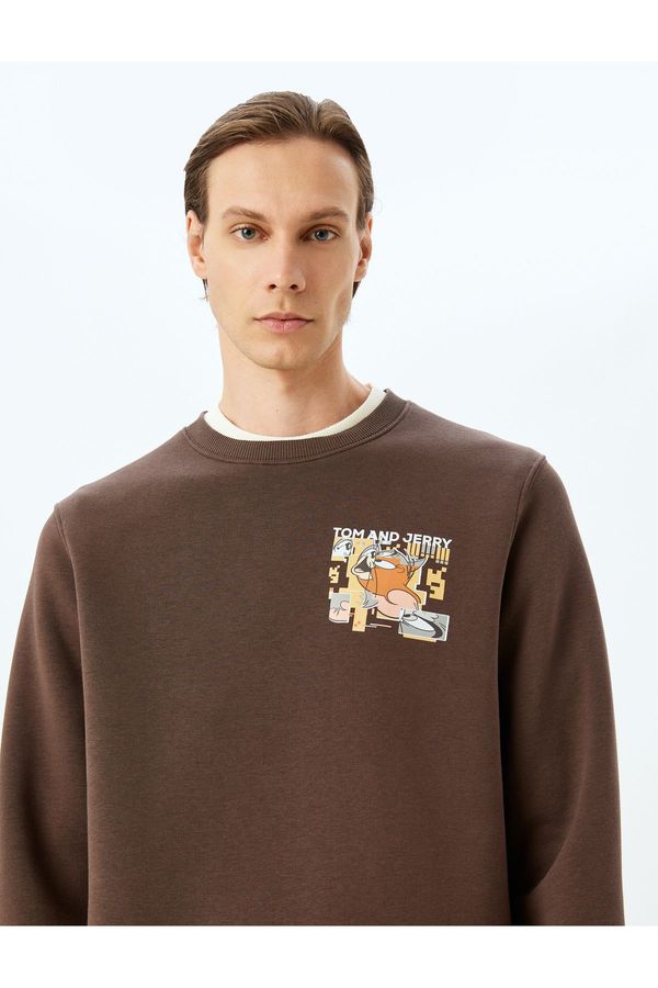 Koton Koton Crew Neck Cotton Blended Interlock Fabric Printed Licensed Tom and Jerry Sweatshirt