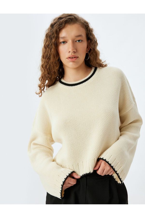 Koton Koton Crew Neck Piping Comfortable Knitted Sweater