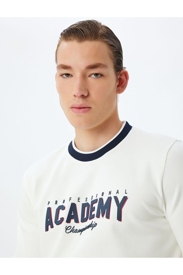 Koton Koton Crew Neck Sweatshirt College Embroidered Interlock Fabric Cotton Blend