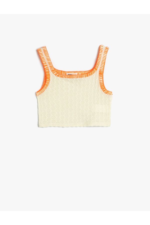 Koton Koton Crochet Crop Top Sleeveless U Neck