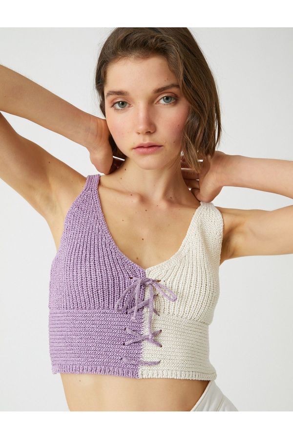 Koton Koton Crop Knit Undershirt Tie Detail Cotton