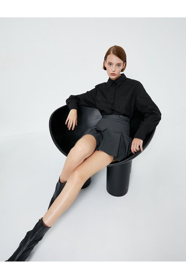 Koton Koton Crop Shirt Long Sleeve Buttoned with Pocket Detail