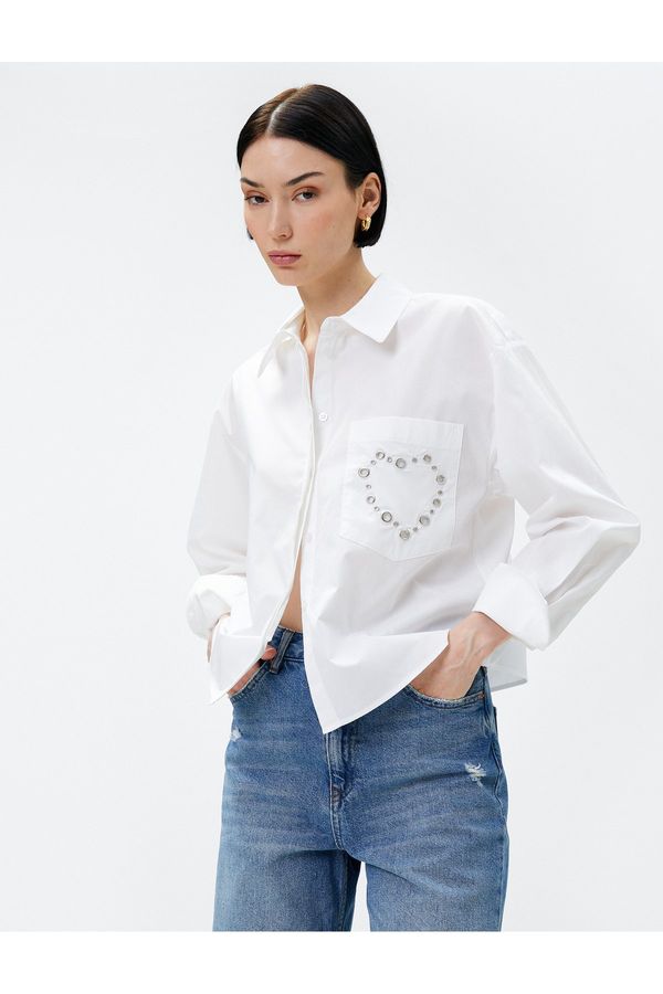 Koton Koton Crop Shirt Staple Detailed Pocket Cotton