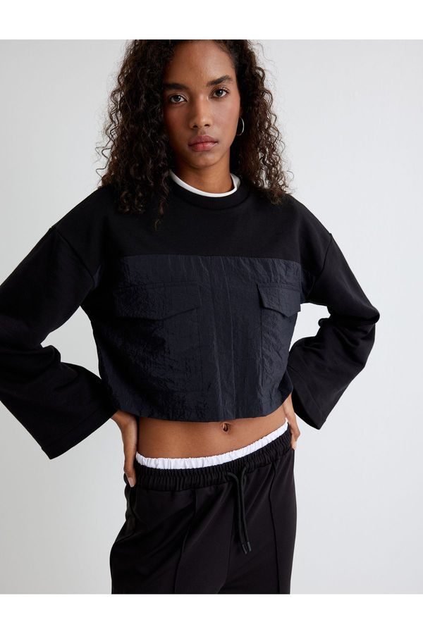 Koton Koton Crop Sweatshirt Parachute Fabric Detail Comfortable Pattern