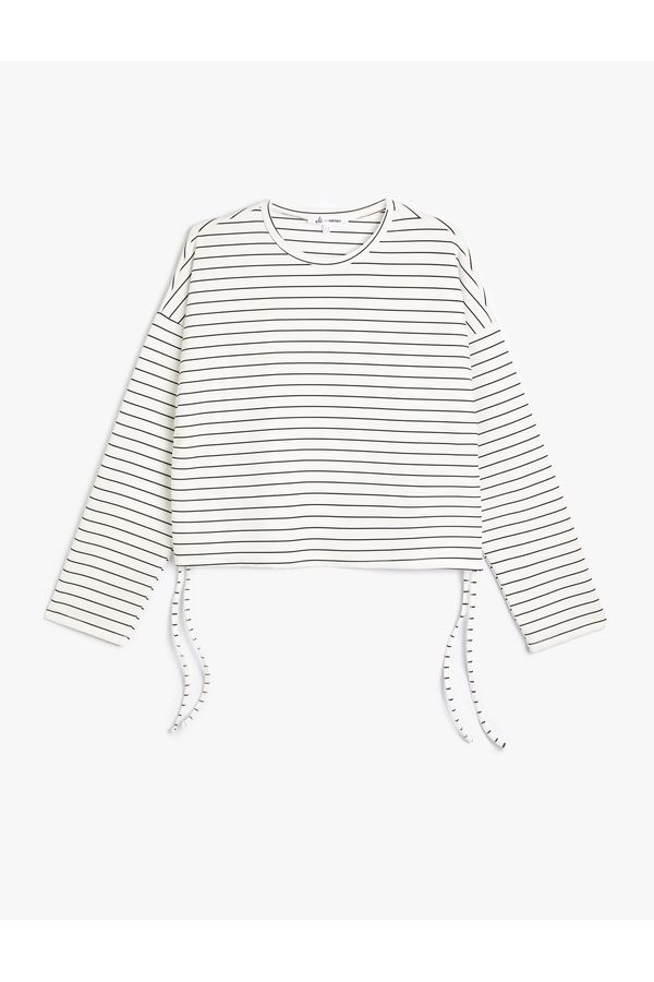 Koton Koton Crop Sweatshirt with Tie Detail on the Sides, Crew Neck, Comfortable Fit