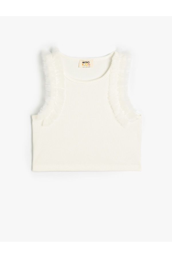 Koton Koton Crop Undershirt Tulle Detailed Ribbed