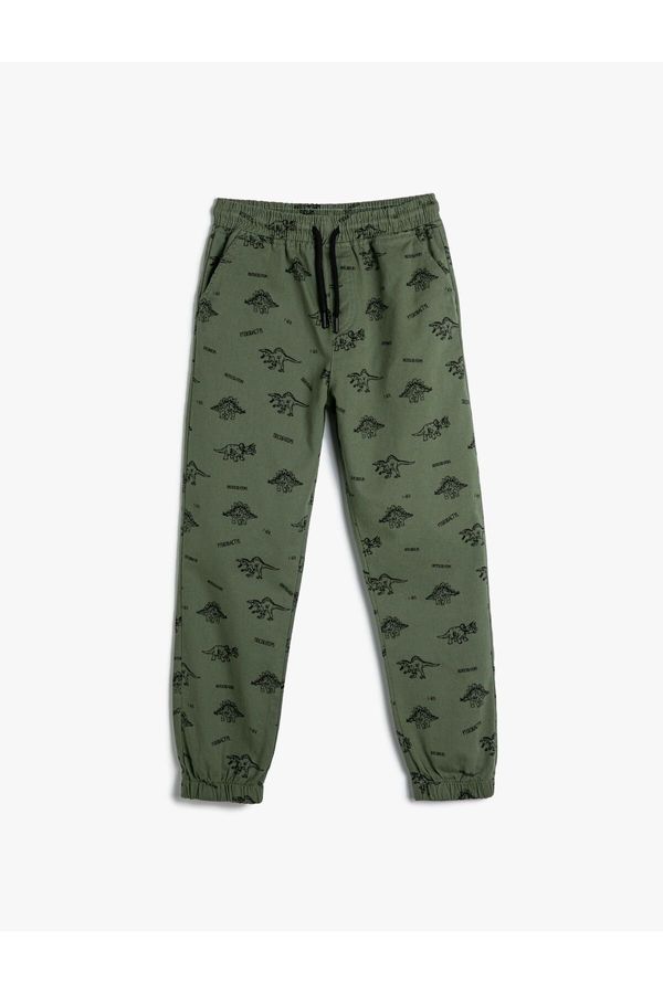 Koton Koton Dinosaur Sweatpants Tie Waist Raised Cotton