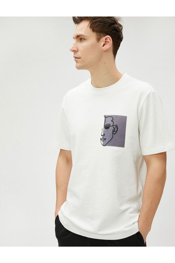 Koton Koton Embroidered Silhouette T-Shirt Crewneck Short Sleeve Cotton