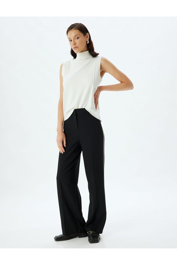Koton Koton Fabric Trousers with Side Stripe Detail Wide Leg
