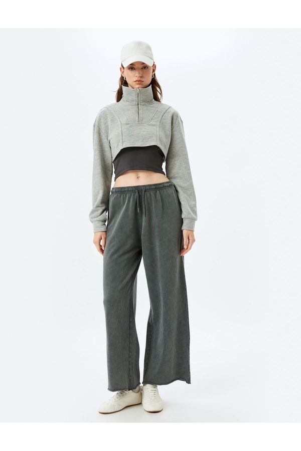 Koton Koton Faded Effect Tied Waist Cotton Wide Leg Sweatpants