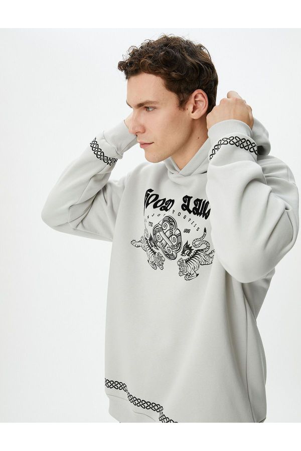 Koton Koton Far East Printed Hoodie Comfortable Cut with Slogan