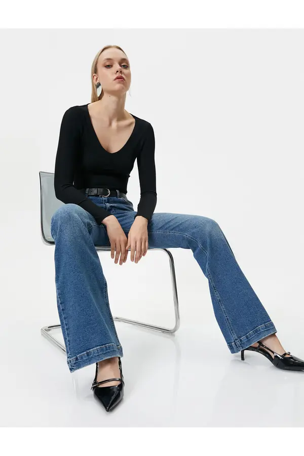 Koton Koton Flare Jeans Slim Fit Standard Waist Flexible Cotton Pocket - Victoria Jean