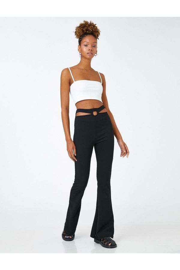 Koton Koton Flared Leg Trousers with Window Detail