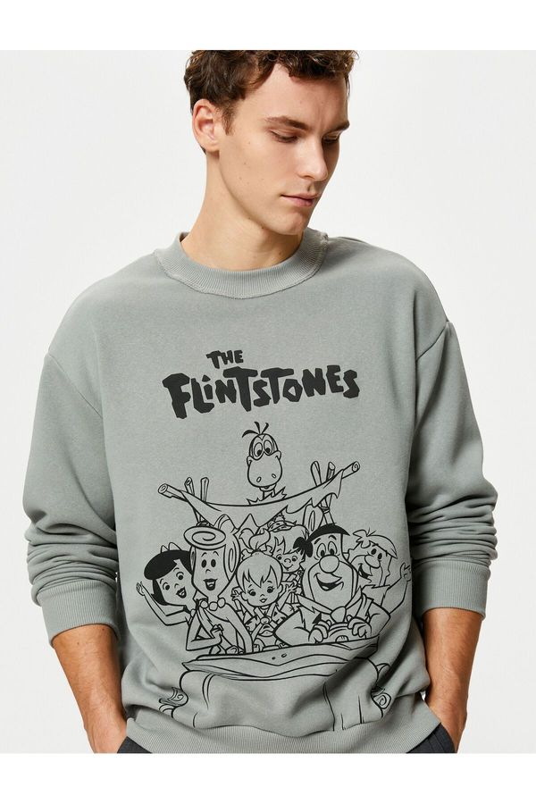 Koton Koton Flintstones Crew Neck Sweat Comfort Fit Licensed Printed