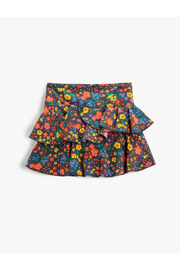 Koton Koton Floral Mini Skirt Frilly Tiered Elastic Waist