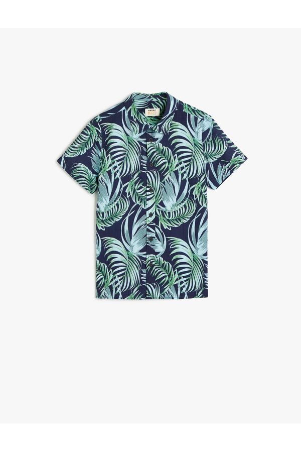 Koton Koton Floral Patterned Short Sleeve Cotton Shirt