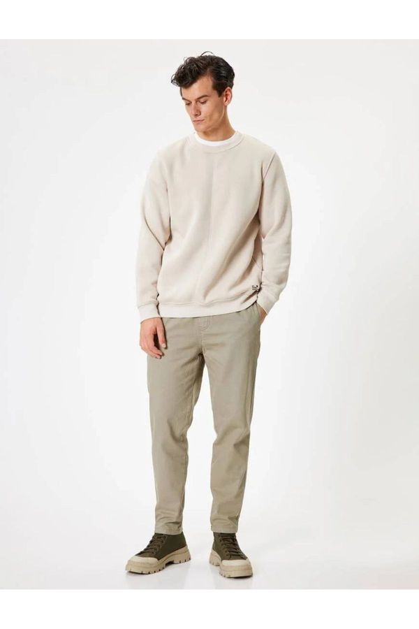 Koton Koton Gabardine Trousers with Lace Waist Pocket Detail Cotton