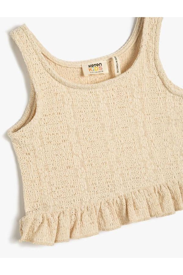 Koton Koton Girls' Crochet Crop Top Sleeveless Round Neck Ruffle Detail