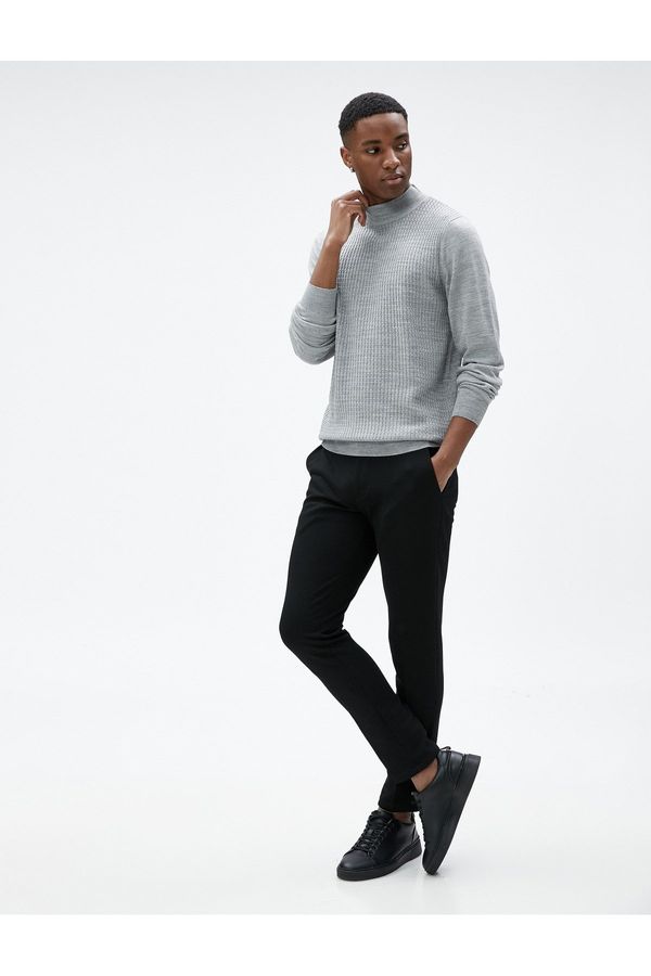Koton Koton Half Turtleneck Sweater Knitwear Textured Slim Fit Long Sleeves