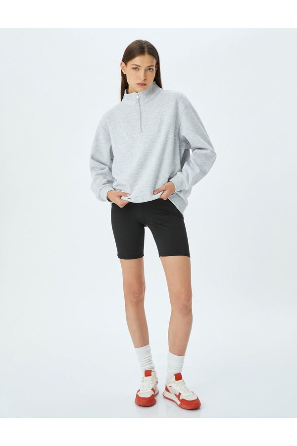 Koton Koton Half Zippered Stitched Detail Oversize Sports Sweatshirt