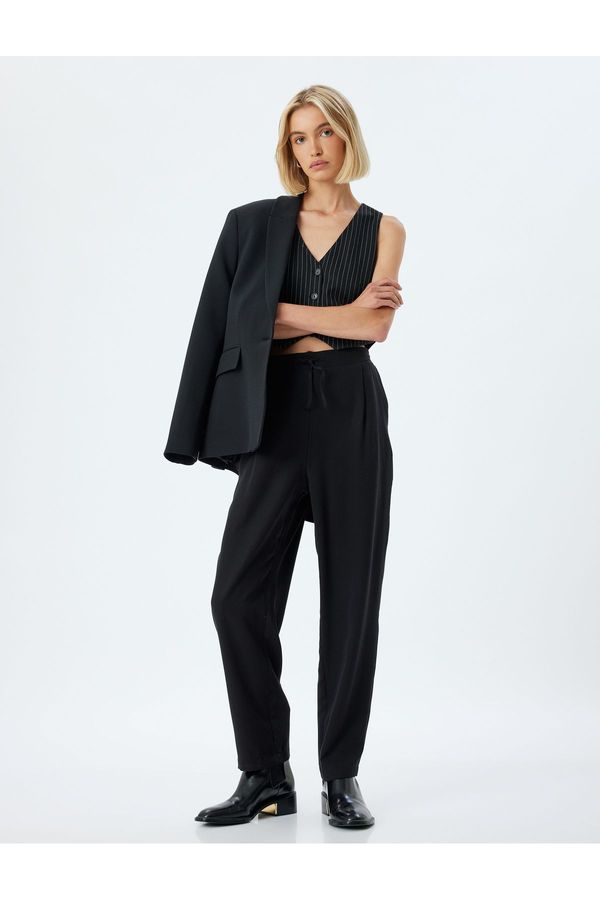 Koton Koton High Waist Chino Trousers with Tie Waist