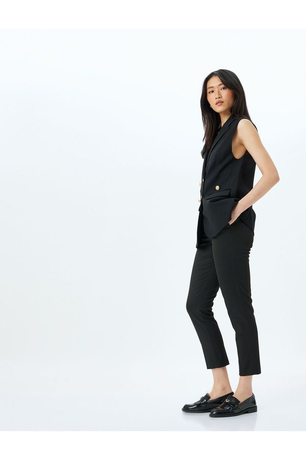 Koton Koton High Waist Cigarette Fabric Trousers with Pockets