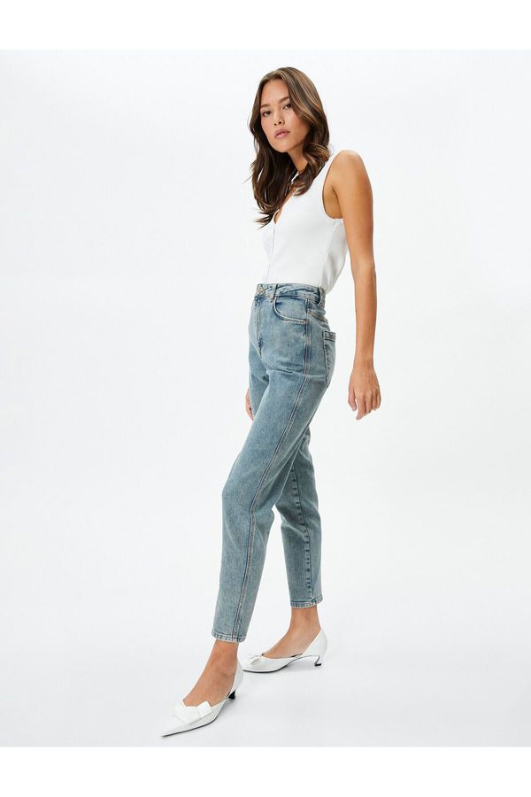 Koton Koton High Waist Denim Trousers Slim Fit Little Stretch Pocket Cotton - Eve Slim Jean