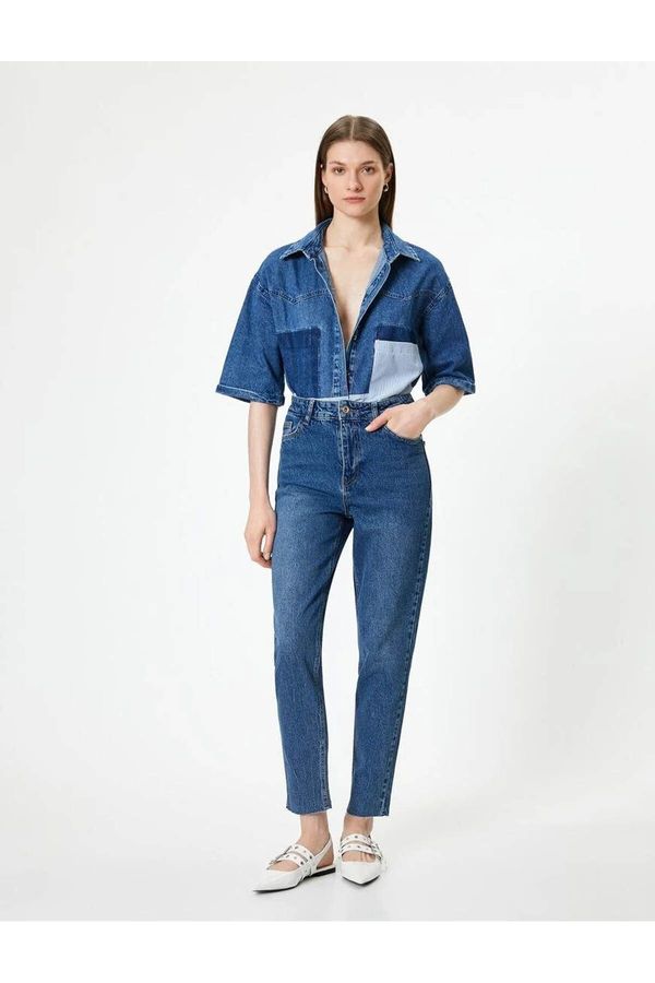 Koton Koton High Waist Jeans Straight Leg Slim Fit Cotton - Slim Fit Jeans